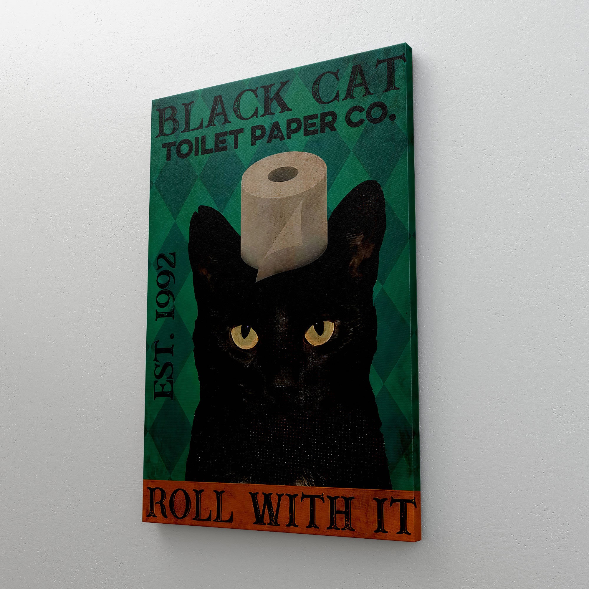 Schwarze Katze Badezimmer Poster Katze Leinwand Druck | Etsy