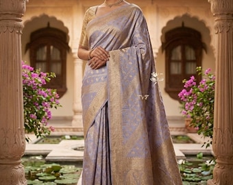 Handloom Banarasi Katan  Pastel Lavender