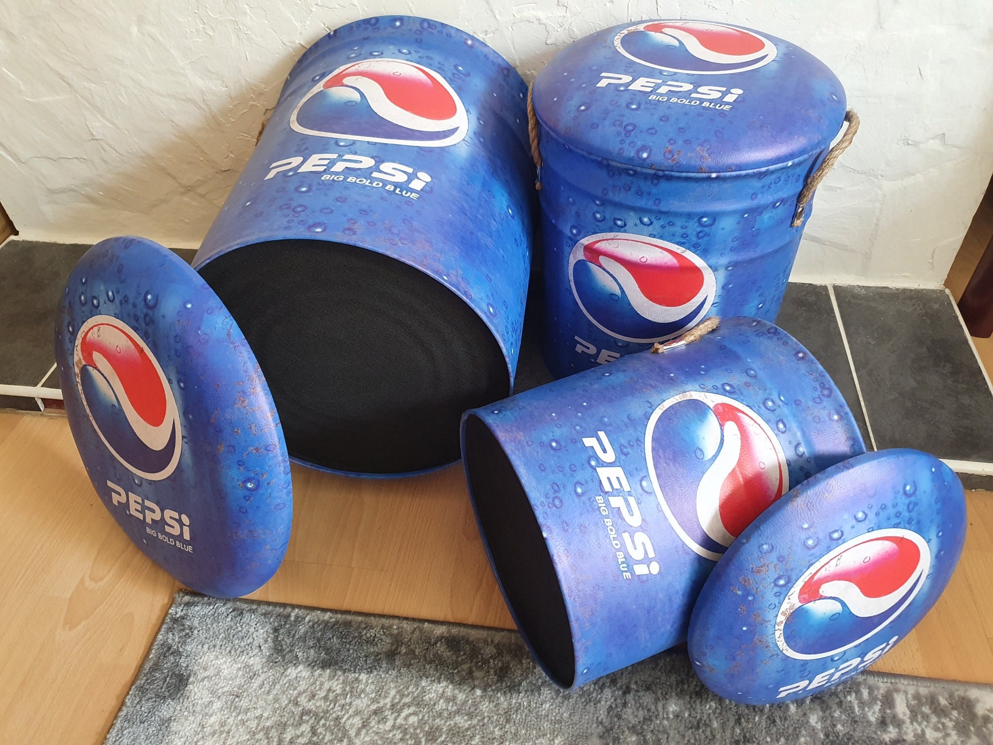 Pepsi Retro Metal Storage Stools Etsy