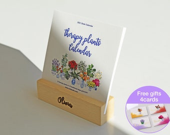 2021 Personalized calendar with wooden stand, / plants desk calendar / mini calendar / desk accessories