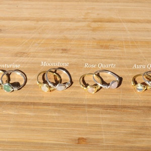 Dainty Silver/Gold Crystal Rings, Cute Gemstone Rings, Stacking Rings, Wire Wrapped Rings image 4