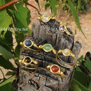 Dainty Silver/Gold Crystal Rings, Cute Gemstone Rings, Stacking Rings, Wire Wrapped Rings image 8