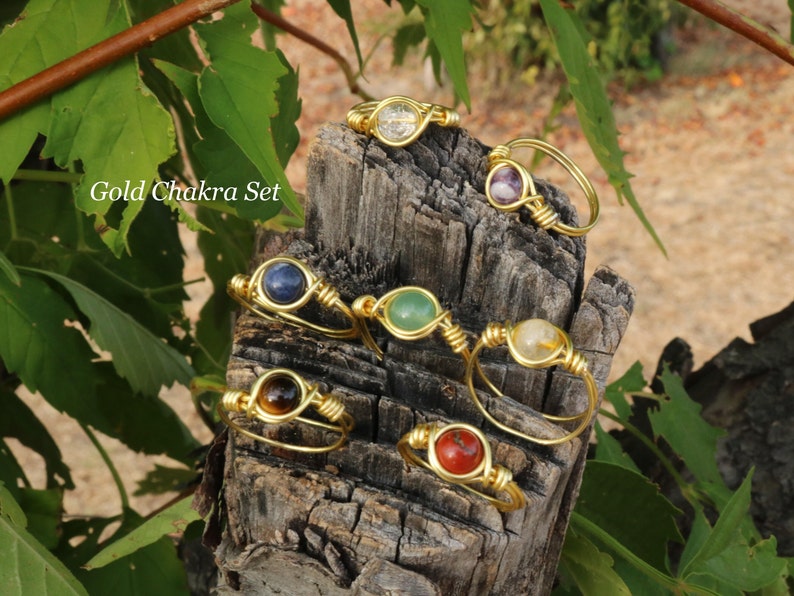 Dainty Silver/Gold Crystal Rings, Cute Gemstone Rings, Stacking Rings, Wire Wrapped Rings image 8