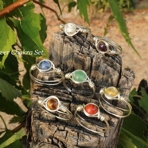 Dainty Silver/Gold Crystal Rings, Cute Gemstone Rings, Stacking Rings, Wire Wrapped Rings image 7