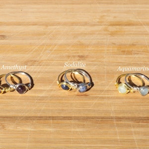 Dainty Silver/Gold Crystal Rings, Cute Gemstone Rings, Stacking Rings, Wire Wrapped Rings image 5
