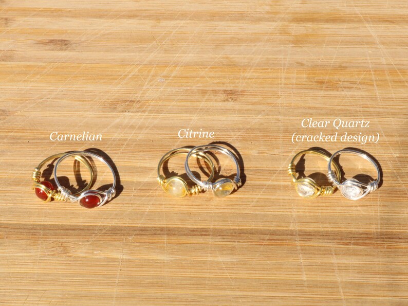 Dainty Silver/Gold Crystal Rings, Cute Gemstone Rings, Stacking Rings, Wire Wrapped Rings image 6