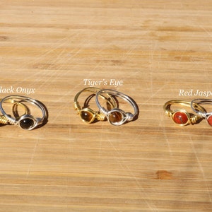 Dainty Silver/Gold Crystal Rings, Cute Gemstone Rings, Stacking Rings, Wire Wrapped Rings image 3