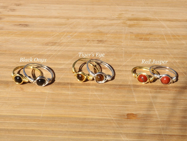 Dainty Silver/Gold Crystal Rings, Cute Gemstone Rings, Stacking Rings, Wire Wrapped Rings image 3