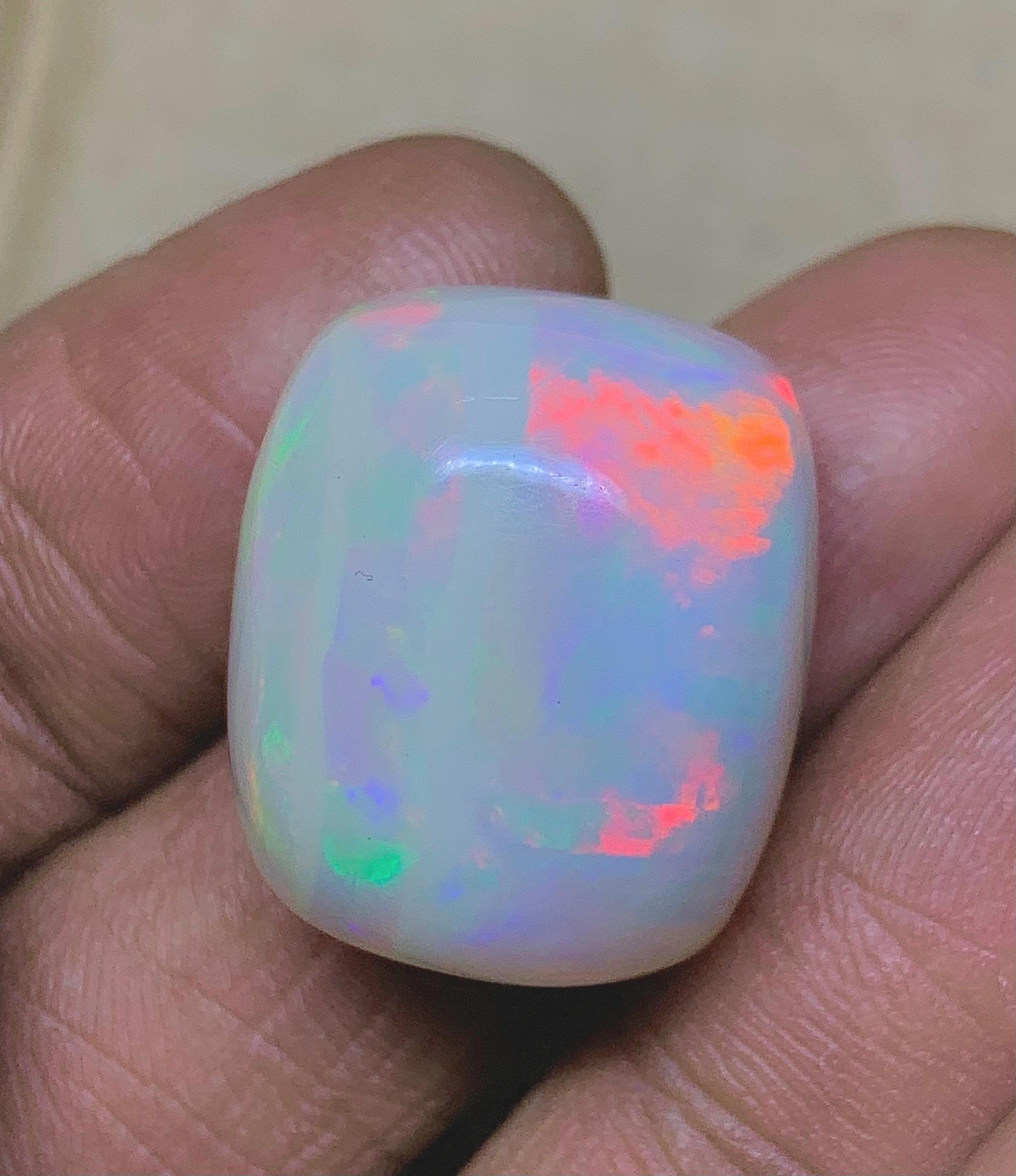 27 CT Natural Multi Fire Opal Gemstone, Top Quality Big Ethiopian Opal Cabochon, Flat Back Cabochon, Polished Opal Gemstone