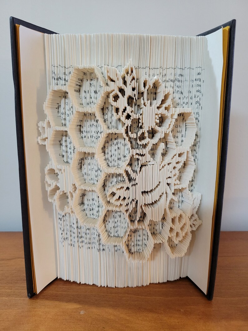 Bee and Honey Comb Folded Book Art, Unique Gift for Book Lovers ...