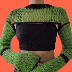 Mohair Crochet Bolero: Y2K Grunge Cropped Shrug