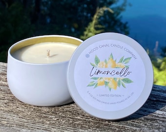 Limoncello 6.4 oz Hand-Poured Soy Wax Candle Limited Edition Collection Hood Canal Candle Company WHITE Tin