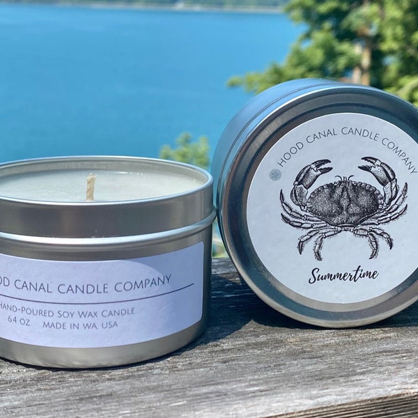 SUMMERTIME Hand-Poured Soy Wax Candle Canal Collection Hood Canal Candle Company 6.4