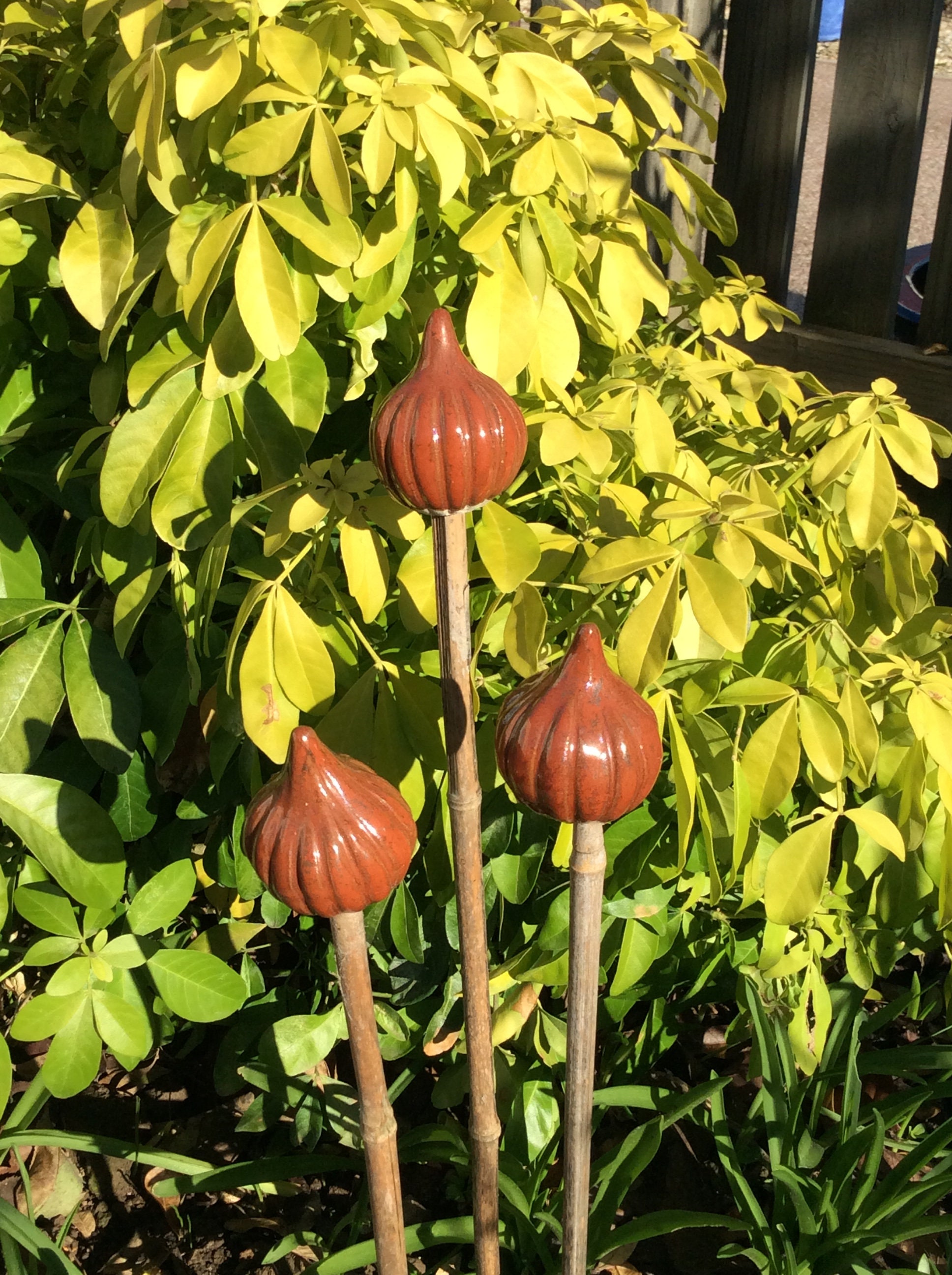 Set of three handmade ceramic garden cane toppers Etsy