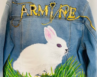 Customized Name & Bunny Denim Jacket for Kids