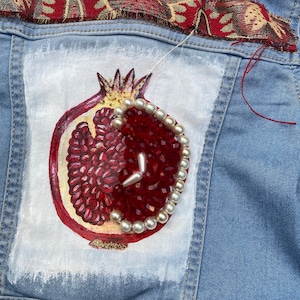 Pomegranate and Armenian Alphabet Denim Kids Jacket