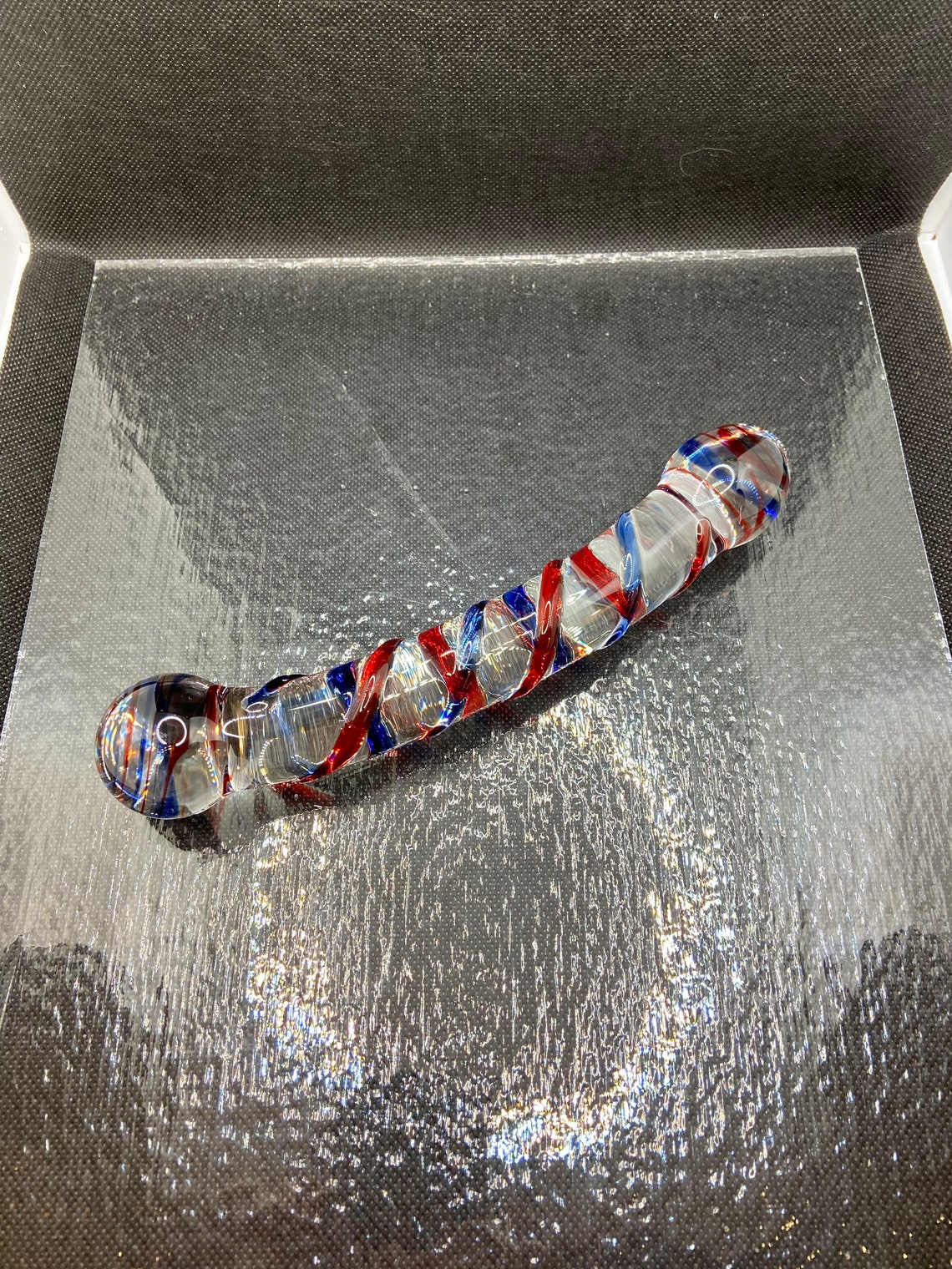 8 Crafted Blue And Red Double Ended Solid Gla