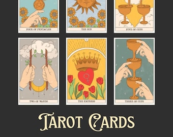 Digital Tarot Deck PDF  78 Printable Tarot Cards + Guide -Downloadable Tarot Card Set for Beginners & Intuitive Reading