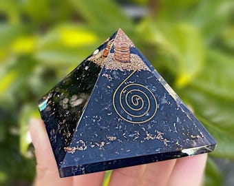 Blue Tourmaline Crystal Orgonite Pyramid