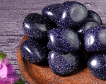 Blue Goldstone Crystal, Includes Crystal Information Card, Tumbled Blue Goldstone Gemstones, Blue Goldstone Crystals (Approx 30 grams)