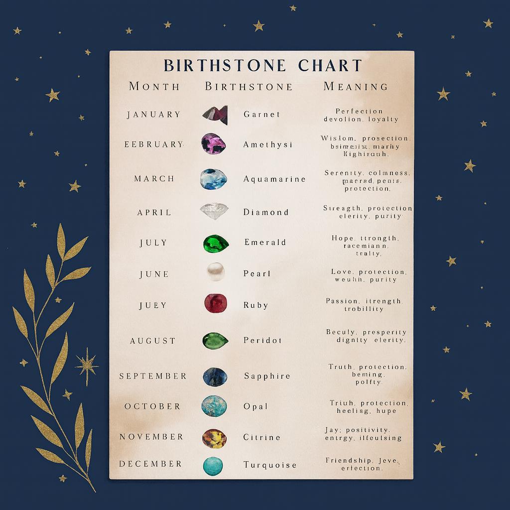 Birthstone Chart.pdf Birthstone Chart Digital Download - Zodiac Crystals & Birth Stones ...