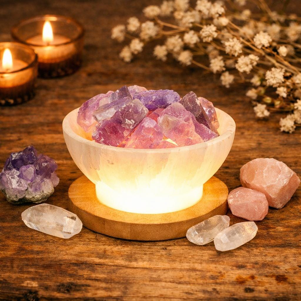♥天然石（フラワーアメジスト）のムードランプ ウルグアイ産フラワーアメジスト 原石11◇ Flower Amethyst ◇天然石