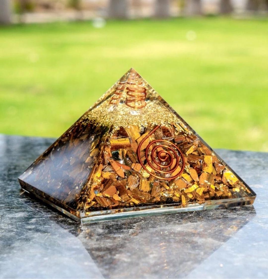 Tiger's Eye Crystal Orgonite Pyramid - Etsy