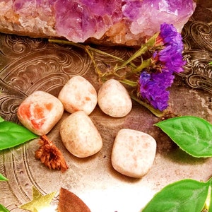 Sunstone Crystal For Divine Masculine Energy, Includes 1 Sunstone Crystal Information Card, Tumbled Sunstone Gemstones, Sunstone Crystals