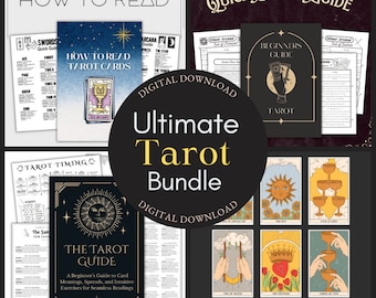 Tarot Bundle Digitaler Download - Tarot Deck, Spreads, Spickzettel & Anfängerleitfaden - Intuitives Heilen Printable Toolkit