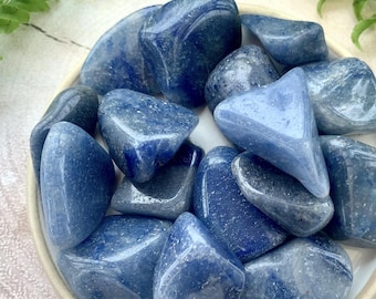 Blue Quartz Crystal Tumbles, Includes Crystal Information Card, Tumbled Blue Quartz Gemstones