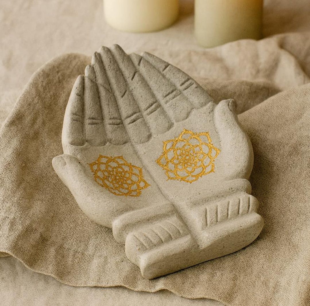 Stone Hands With Gold Lotus Print (15cm X 20cm) - Etsy