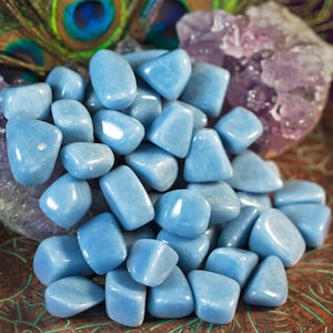 Angelite Crystal - The Stone of Connection, Angelite Crystals, Includes 1 Crystal Information Card