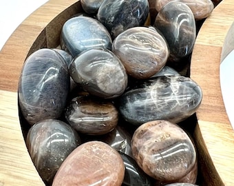Black Moonstone Crystal, Includes Crystal Information Card, Tumbled Black Moonstone Gemstones, Black Moonstone Crystals