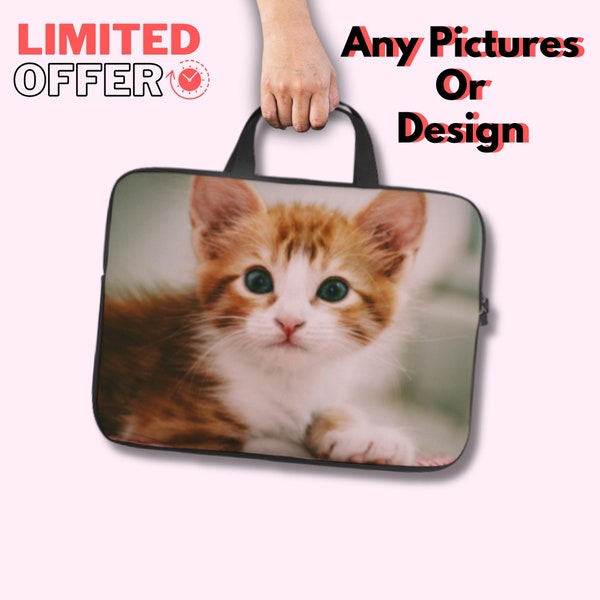 Personalized Custom Photo Print Laptop Sleeve-Stylish MacBook Air Pro Zip Cover Case with Handle-Customize As You Want