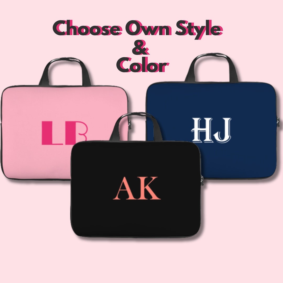 Custom Initial Monogram Laptop Sleeve Personalized Designer Bag MacBook