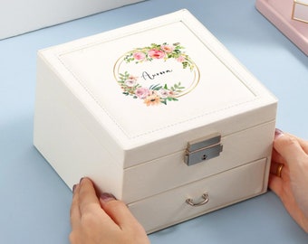 Floral Personalized Jewelry Box - Perfect Gifts for Girls, Kids, and Women -Unforgettable Keepsake Holiday & Bridesmaid Gift Ideas