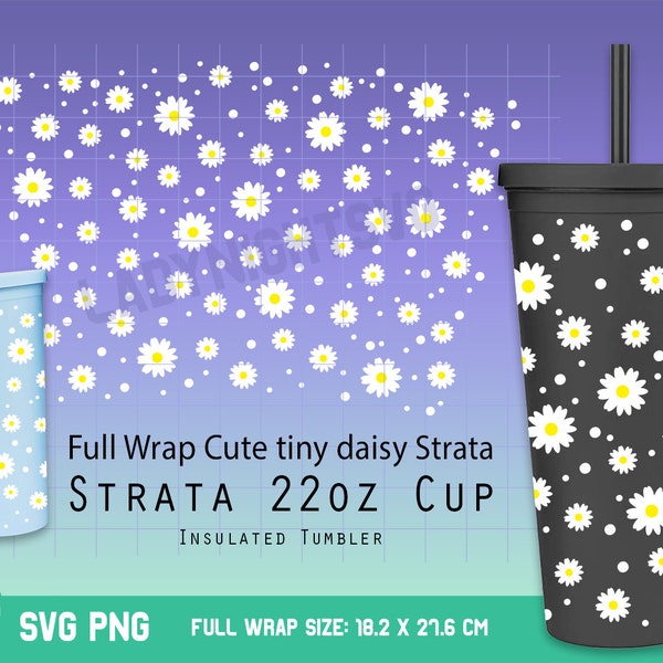 Full Wrap Cute tiny daisy Strata Svg for Tumblers 22 oz, Daisy SVG, Blumentasse, Dateien für Cricut Sofort Download