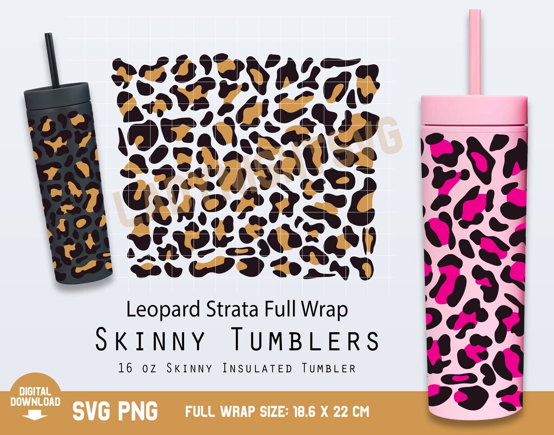 Full Wrap Leopard Strata Svg for Skinny Tumblers 16 Oz, Cheetah Cup
