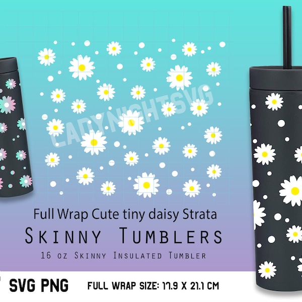 Full Wrap Cute tiny daisy Strata Svg for Skinny Tumblers 16 oz, Daisy SVG, Flower cup, Files for Cricut Instant Download