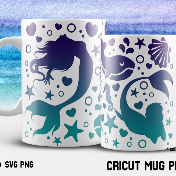 Cricut mug press svg Design for Infusible Ink Sheet, Mermaid svg, Sea mermaid svg, Under de Sea svg, Cricut Cut Files,  press wrap