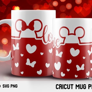 Cricut mug press svg Design for Infusible Ink Sheet, Mouse Valentine, Valentines Svg, Love Svg, Hearts svg, Mouse Bow SVG, press wrap