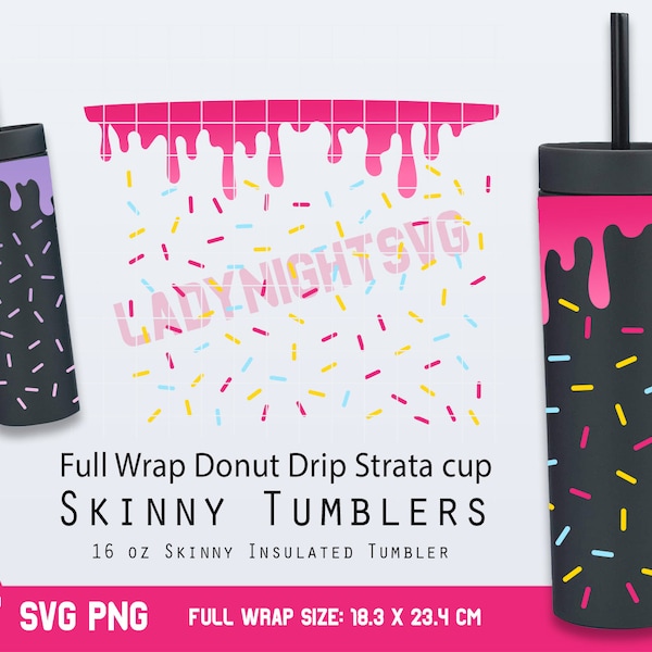 Full Wrap Donut Drip Strata Svg for Skinny Tumblers 16 oz, Donuts svg, donut wrap svg, donut drip wrap svg, File for Cricut Instant download