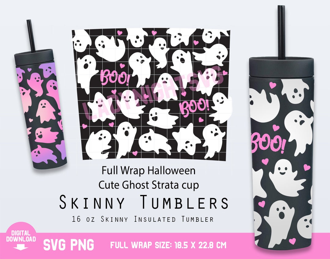 Full Wrap Halloween Cute Ghost SVG for Strata Skinny Tumblers Etsy