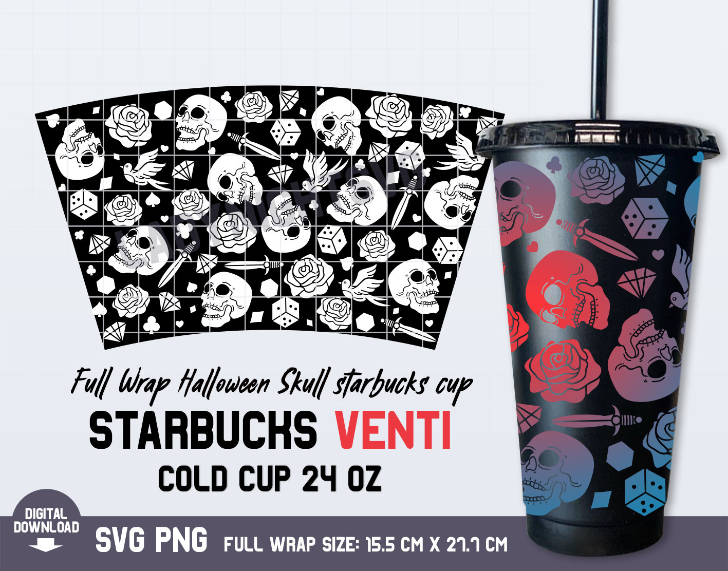 Full Wrap Halloween Skull Starbucks cup svg Skull svg Skull | Etsy