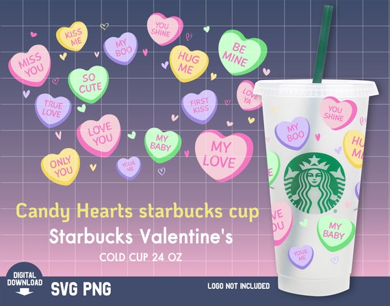 Candy Hearts Starbucks SVG - Sweethearts Candy SVG - Valentine SVG