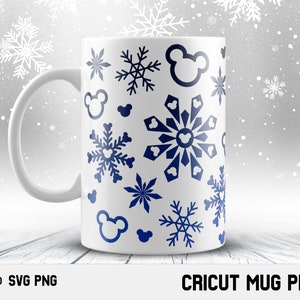 Cricut mug press svg Design for Infusible Ink Sheet, Mouse Snowflake svg, Christmas svg, Winter svg, Mickey Svg, 12oz and 15oz mug sizes