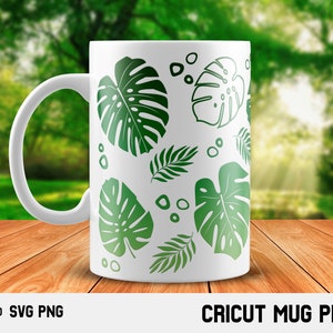 Cricut mug press svg Design for Infusible Ink Sheet, Monstera SVG, Monstera Leaf svg, Tropical Leaves svg, 12oz and 15oz mug sizes, SVG PNG