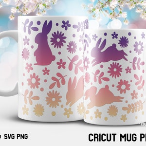 Cricut mug press svg Design for Infusible Ink Sheet, Floral Rabbit svg, Easter Bunny Flowers, Floral bunny svg, Rabbit Easter, press wrap