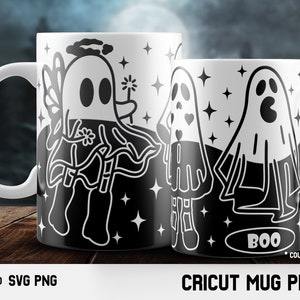 Cricut mug press svg Design for Infusible Ink Sheet, Cute Ghost, Halloween svg, boo svg, ghost svg, 12oz and 15oz mug sizes, svg png