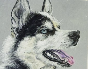 Hundeportrait benutzerdefinierte Malerei. Bruder Weihnachtsgeschenk. Husky Besitzer Geschenk. Tierportrait nach Foto